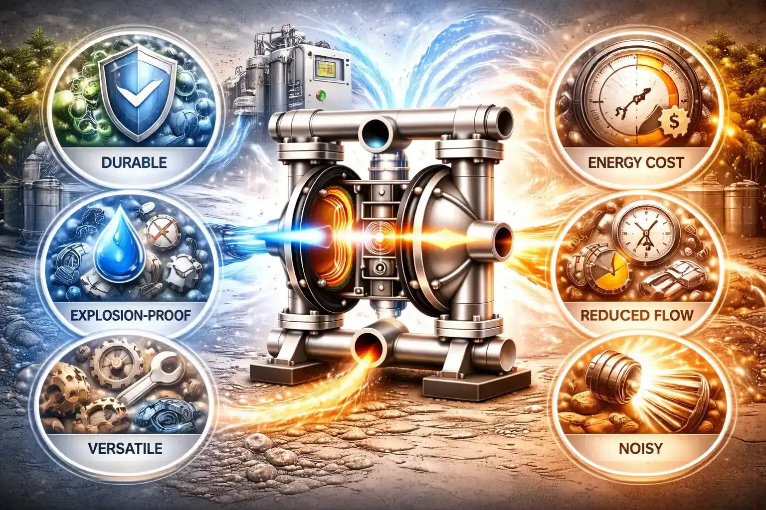 پمپ دیافراگمی بادی (Pneumatic) – ساختار، مزایا و محدودیت‌ها