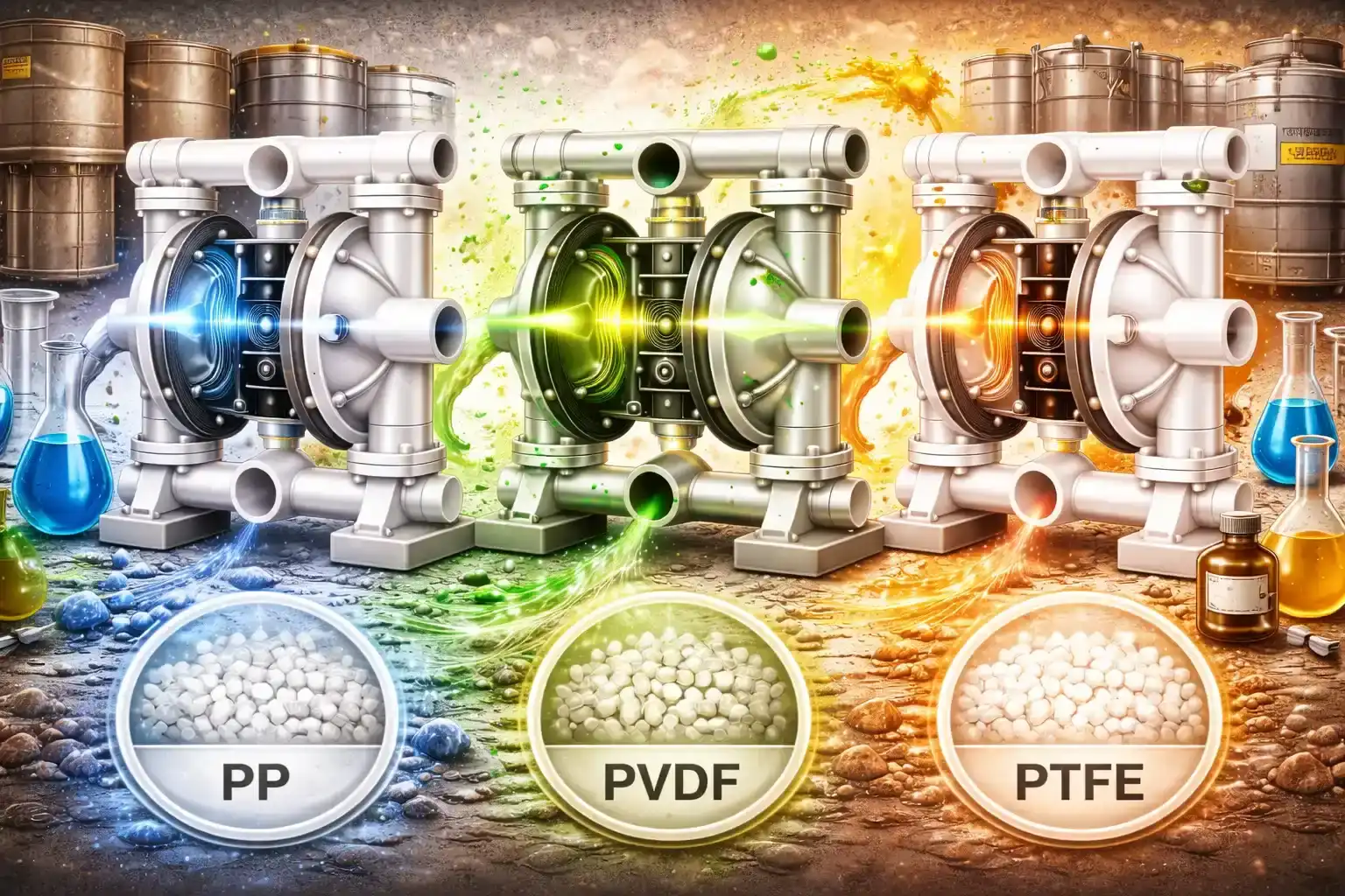 پمپ دیافراگمی پلاستیکی (PP، PVDF، PTFE)
