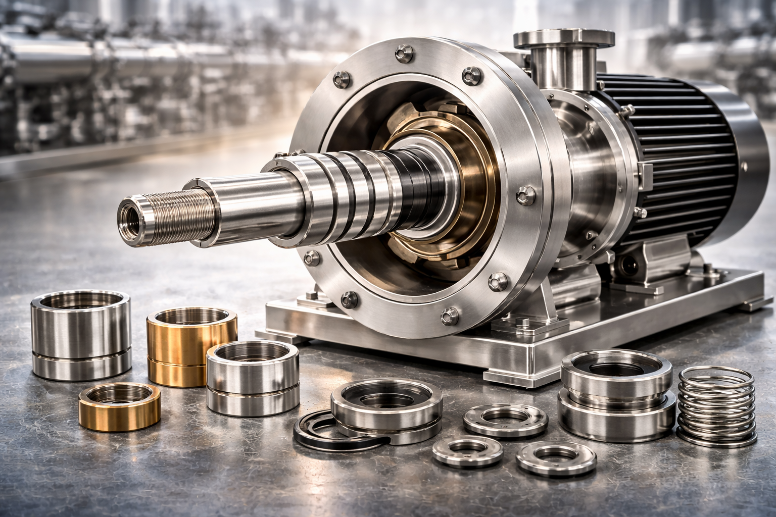 شافت، بوش‌ها و یاتاقان‌ها در پمپ استیل | نقش در دوام و پایداری مکانیکی