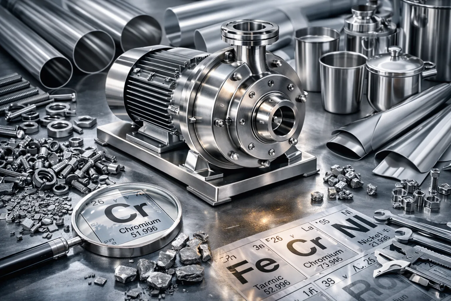 آشنایی کامل با استنلس استیل (ساختار، رفتار شیمیایی و نقش آن در پمپ‌ها)